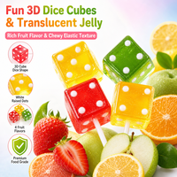 Bonbons gélifiés en forme de dés 3D personnalisés en gros, thème porte-bonheur, saveurs fruitées assorties, friandises fantaisie en vrac pour fêtes