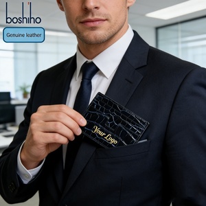 Porte-cartes en cuir Boshiho, portefeuilles en cuir véritable personnalisés pour hommes, motif crocodile, portefeuilles décontractés pour affaires - Product Image 3