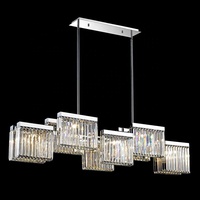 Long grand led bar suspendu plafond pendentif lumières moderne asfour lustre en cristal pour cuisine îlot table à manger