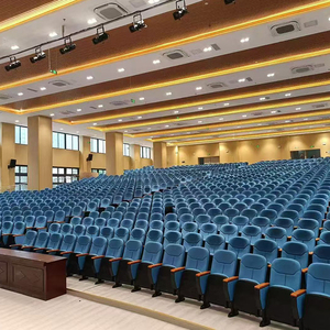 Sillas Plegables de Plástico PP con Patas de <span class=keywords><strong>Hierro</strong></span>, Color Azul, para Auditorio, Iglesia, Escuela, Teatro, Hogar y Oficina, Venta al Por Mayor - Product Image 1