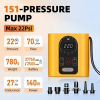 Hoge druk plastic elektrische luchtpomp met ingebouwde batterij, LED-display, draagbaar voor SUP board, opblaasbare kajak, opblazen/leeglaten