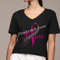 Ruban rose paillettes transfert de chaleur Hotfix sensibilisation au cancer du sein strass motifs conception pour t-shirt
