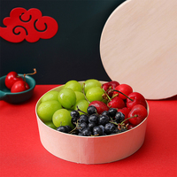 Boîte en bois et bambou avec couvercle Boîtes en bois à emporter rond Bento déjeuner gâteau au fromage salade emballage de Noël boîte-cadeau boîte à Sushi