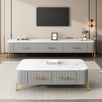 Meubles de salon modernes de petite taille, meuble TV en bois et table basse avec design à panneaux pour usage domestique