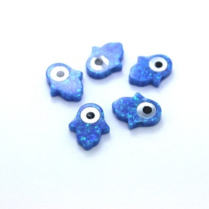 Nuovo arrivo <span class=keywords><strong>blu</strong></span> sintetico <span class=keywords><strong>opale</strong></span> Hamsa <span class=keywords><strong>pietra</strong></span> con occhio Mop per collana - Product Image 5