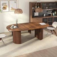 Ensemble de table à manger transformable 2026, table en bois de noyer, table coulissante et banc avec 3 à 5 panneaux extensibles
