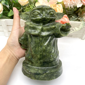 4lb naturel pierre de guérison cristal artisanat Xiuyan Jade <span class=keywords><strong>Yoda</strong></span> cristal dessin animé <span class=keywords><strong>Figurine</strong></span> pour la décoration - Product Image 3