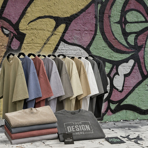 Camisetas DTG personalizadas de punto grueso con estampado animal, lavadas, 100% algodón, lisas, con hombros caídos, estilo oversize vintage, lavado ácido. - Product Image 3