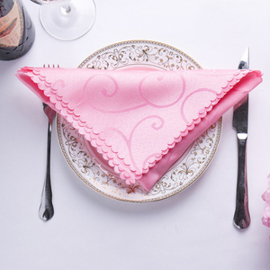 Servilletas de Mesa Personalizadas con Diseño Floral en Jacquard de Poliéster Rosa Borgoña para Bodas, Fiestas, Hoteles y Restaurantes, Venta al Por Mayor - Product Image 2