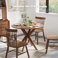 Moderner Runder Holz-Esstisch mit Klappbarem Design, Verstellbaren Beinen und Durchkreuzender Säulenbasis für Apartments & Hotels