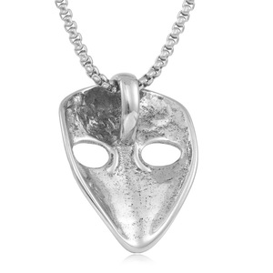Pendentif masque en acier inoxydable, design géométrique, collier unisexe pour hommes et femmes - Product Image 2