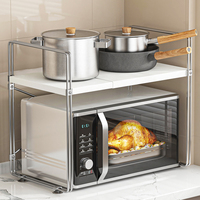 Étagère de rangement réglable et extensible en métal pour four à micro-ondes, support de cuisine double couche pour cuiseur à riz