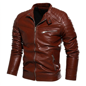 High Quality Elegant Look Man fashion jacket Affordable Price Men's Slim Fit Leather Moto Jacket With Zipper Closure And <b>Turn</b> - Product Image 3