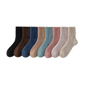 Merino <b>Wool</b> <b>Socks</b> Women Mid Calf Thickened Warm Winter Fleece Lined Solid Color Regular Casual <b>Socks</b> - Product Image 5