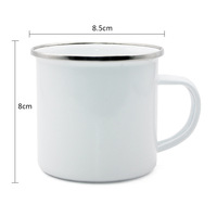 Tasses en émail personnalisées avec logo, 11 oz, vierges pour sublimation, avec bordure argentée pour impression par transfert thermique