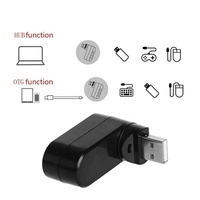 USB2.0 3-Port Hub with 180 Rotation Plug and Play Compatible with Windows for Notebooks Tablets Phones & More-in Stock Black ABS