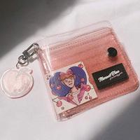 Tas Kartu PVC berkilau wanita tali leher lipat kartu ID casing uang koin foto pemegang stiker dompet bening dompet transparan