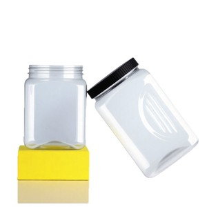 Square <b>Plastic</b> Food Storage Jar 85mm 1000ml Airtight Thickened PET <b>Bottle</b> General Packaging Container - Product Image 1