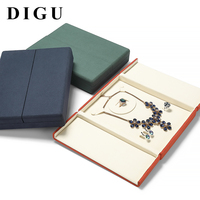 Boîte à bijoux en microfibre suédée DIGU BH065, logo personnalisé, boîte cadeau en velours de haute qualité pour mariage, boîte pour ensemble de collier et pendentif