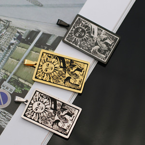 Acero inoxidable 22 cartas de <span class=keywords><strong>Tarot</strong></span> encantos astrología adivinación colgantes collares joyería regalos cumpleaños hacer accesorios a granel - Product Image 1