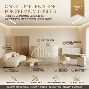 Comptoir <span class=keywords><strong>de</strong></span> réception moderne personnalisé en panneaux ondulés crème avec éclairage LED intégré pour salon <span class=keywords><strong>de</strong></span> beauté et clinique esthétique - Product Image 6