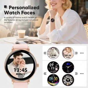 Montre connectée pour femmes, gestion menstruelle, étanche, appels sans fil Android, fréquence cardiaque, boîtier or rose, acier inoxydable, vente en gros - Product Image 6