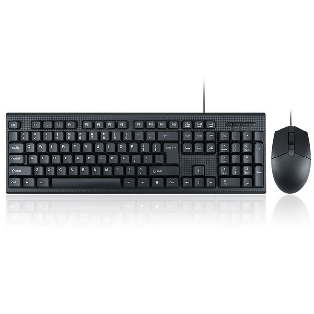 Business Black Wired USB Mechanical Keyboard and Mouse Set-Waterproof Ultra Thin for Office Gaming Home Use Stock