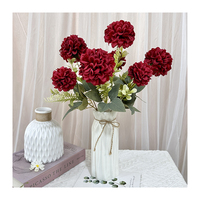 Fleur artificielle à 7 branches bouclées, tige de fleur artificielle, décoration murale de mariage, arrangement floral artificiel, fleurs en soie au toucher réel