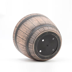 Usine Direct Prix Macetas De Madera Résine En Plastique Pot De Fleurs et Pot De Plante En Gros Vintage En Bois Comme Baril pour Jardin
