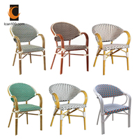 Chaises de salle à manger en rotin de grande taille avec aspect bois et aluminium, 10 chaises pour café, mobilier de patio