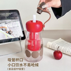 Bouteille d'eau en verre en forme de pomme avec infuseur à thé, joli gobelet filtrant aux fruits avec poignée pour usage quotidien, pour la vente au détail et en gros - Product Image 6