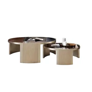 Modern Luxury Golden Stainless Steel Marble Coffee Table Factory Wholesale Price Bestselling Living Room Furniture