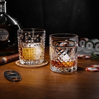 Verres à whisky rétro de 11 oz, verres à spiritueux transparents pour bar, gobelet à whisky en verre gaufré diamant, réutilisable, sans plomb