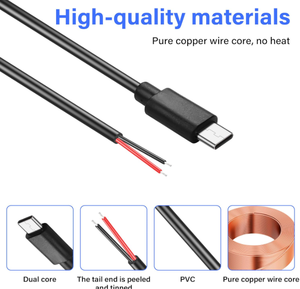 0.5M 5V USB Type C prise mâle à 2 broches câble d'alimentation d'extension de fil nu pour équipement USB C installé ou câble de bricolage de remplacement - Product Image 2