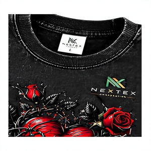 T-shirt uni pour homme Black Heart, manches courtes, col rond, décontracté, respirant, jersey en coton délavé, coupe classique - Product Image 6