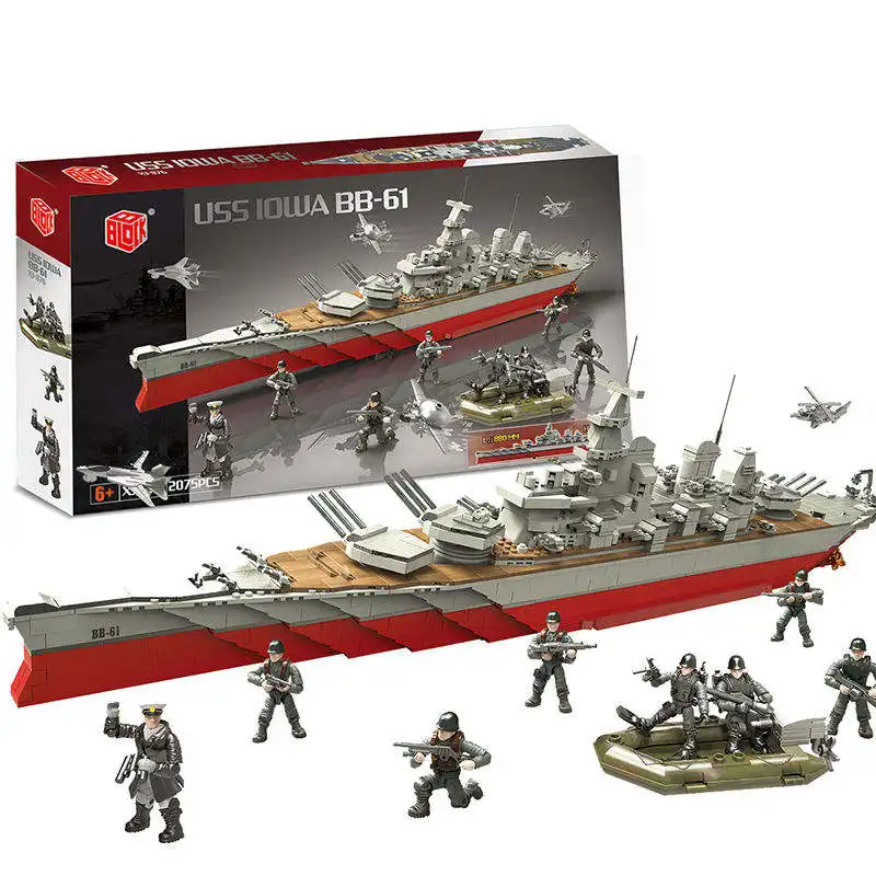 2075pcs Military Ships DIY Assembly Toys With Military Figures Model Building Block Toy Set Educational Puzzle Block Toys