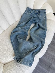 Jean en strass pour femme, style industriel, nouvelle collection été, coupe ample, jambe droite, pantalon large, tendance - Product Image 5