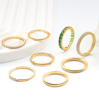Ensemble de bagues empilables élégantes en argent sterling S925, bijoux fins, 10 designs variés, bande éternité CZ, vente en gros pour femmes, bijoux Anillos