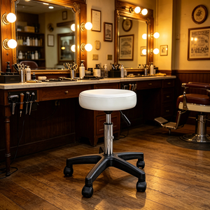 Chaise de barbier réglable en métal avec revêtement en cuir synthétique et système hydraulique pour salon commercial et barbier - Product Image 4