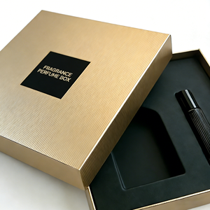 Duftbox Gold Luxus-Parfümverpackung mit EVA-Einlage Band Maßgefertigtes 3-teiliges Set für 50ml Leere OEM Starre Box Fabrik - Product Image 2