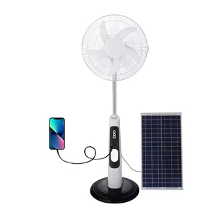 Ventilateur solaire sur pied d'urgence rechargeable à 9 vitesses de vent de haute qualité de 18 pouces avec lumière LED Ventilateur sur pied rechargeable à distance - Product Image 1