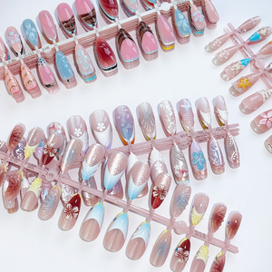 24 <span class=keywords><strong>Uñas</strong></span> Postizas Acrílicas de <span class=keywords><strong>Verano</strong></span> con Diseño 3D de Flores Coloridas, <span class=keywords><strong>Uñas</strong></span> Artificiales Cortas de Cobertura Completa al por Mayor - Product Image 1