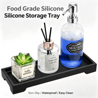 Plateau de rangement multifonction en silicone antidérapant facile à nettoyer pour salle de bain, cuisine, coiffeuse, cosmétiques, pinceaux de maquillage, petites pièces