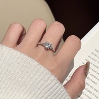Bague de Fiançailles Solitaire en Argent S925 avec Moissanite Cœur Symbole d'Amour Éternel Couleur D