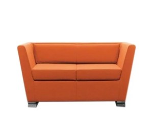 Sofá Ejecutivo Moderno de 2 Plazas para Oficina, Tapizado en Tela Naranja Quemado, para Área de Recepción - Product Image 1