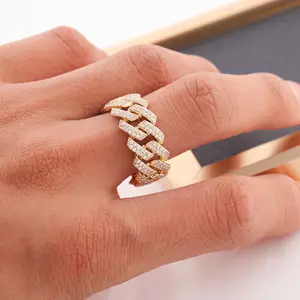Provence Gem Diamond Alternatieve 10K Geel Goud Solide Miami Iced Out Moissanite Cubaanse Link Ring Voor Mannen