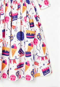 Abito Personalizzato di Alta Qualità in Seta di Latte per Bambine con Tasche e Gonna a Ruota per Festa di Compleanno - Product Image 4