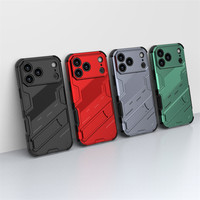 Casing Pelindung iPhone 17 Pro Max 16 15 14 13 12 Gaya Punk dengan Holder dan Bumper,  Sarung Pelindung Ponsel untuk iPhone 17 Air Funda