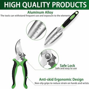 Ensemble de 8 outils de <span class=keywords><strong>jardinage</strong></span> à main, en alliage d'aluminium léger, ensemble <span class=keywords><strong>cadeau</strong></span> avec sac de rangement durable, cadeaux de jardin <span class=keywords><strong>pour</strong></span> femmes et hommes - Product Image 4