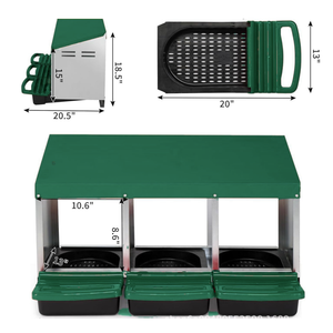 3穴チキンハウス鶏卵金属ネスティングボックスグリーンチキンネストボックスロールアウェイ卵コレクション - Product Image 2